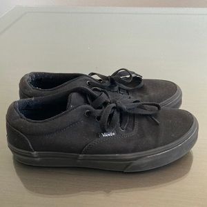 Boys Girls Black Vans Canvas Shoes Size 4Y